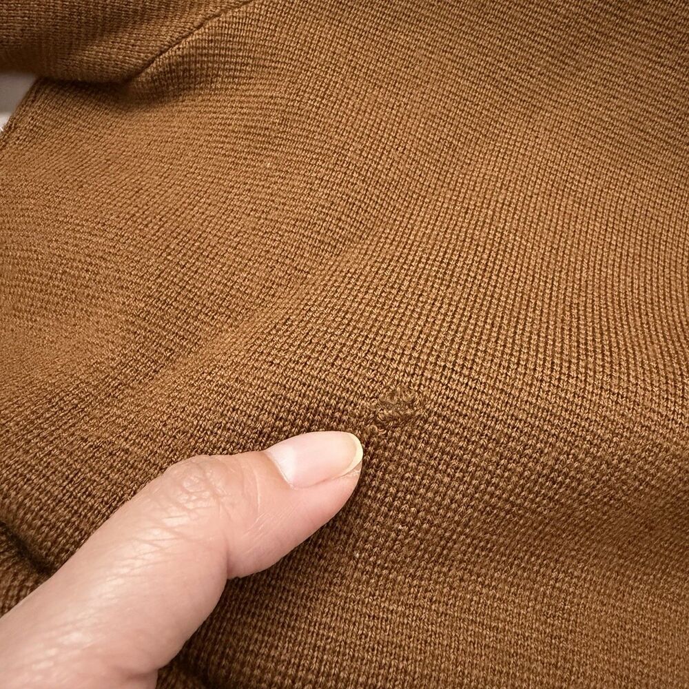 Sezane Betty Cardigan Large Hazelnut Brown Merino Wool Patch Pockets Sweater - Picture 10 of 10